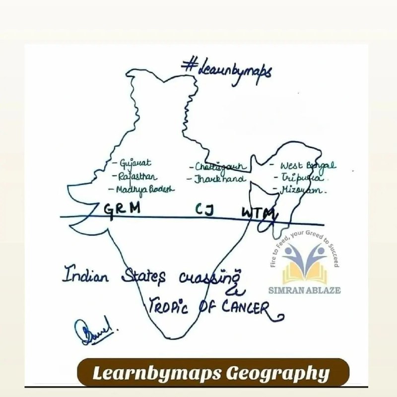 Indian States Crossing Tropic Of Cancer